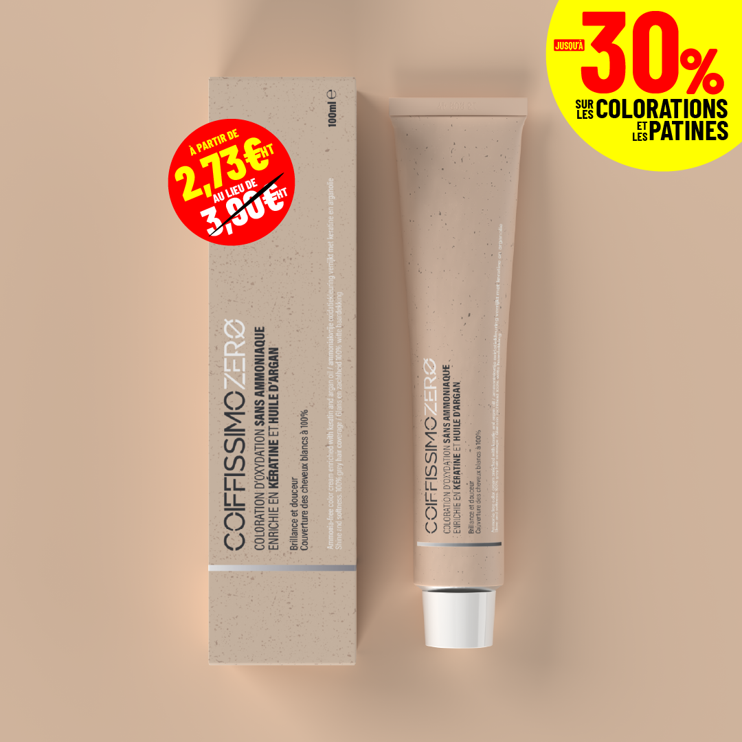 COIFFISSIMO ZERO - Coloration d'oxydation sans ammoniaque enrichie en kératine et en huile d'argan - 100ml