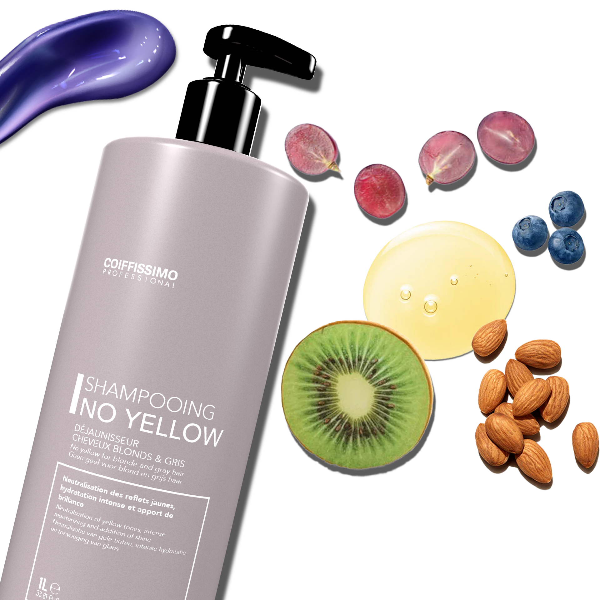 Shampooing Platine violet No Yellow - Neutralise, hydrate et apporte de la brillance - 1 litre