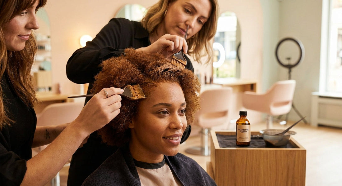Coloration caramel sur cheveux afro : protocole salon - coloration capillaire | Coiffissimo