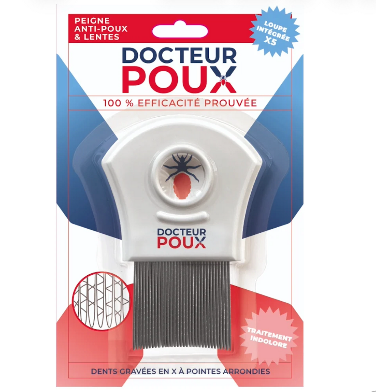 Peigne anti-poux et lentes 32 dents avec loupe