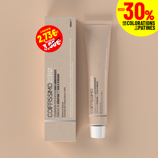 COIFFISSIMO ZERO  - Coloration d'oxydation sans ammoniaque enrichie en kératine et en huile d'argan - 100ml