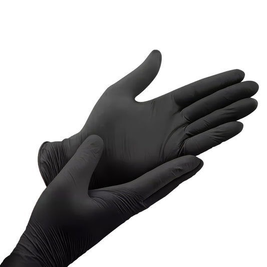 Gants nitrile noirs portés